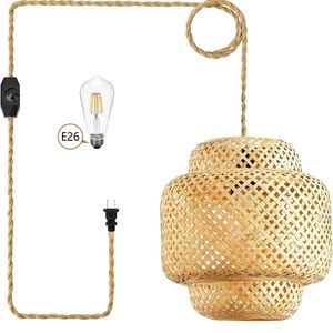 Rattan Plug-In Pendant Light